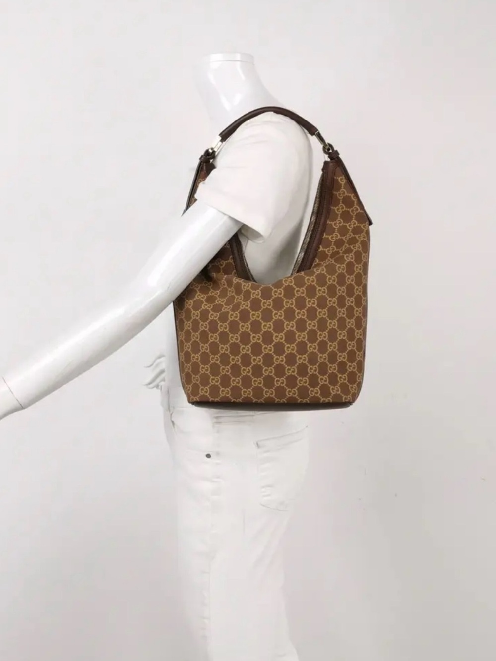 Gucci Tan GG Supreme Hobo Shoulder Bag